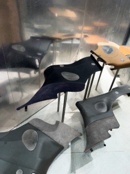 Displays made from repurposed car parts developed and produced by ErtlundZull. Designed by Thorben Gröbel for the Trussardi Flagship store in Milan, Italy. ErtlundZull